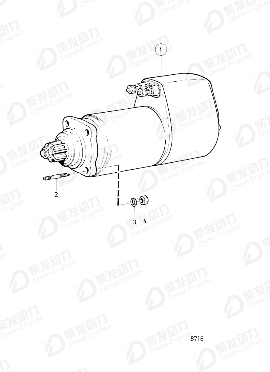 VOLVO Starter motor, exch 3803392 Drawing